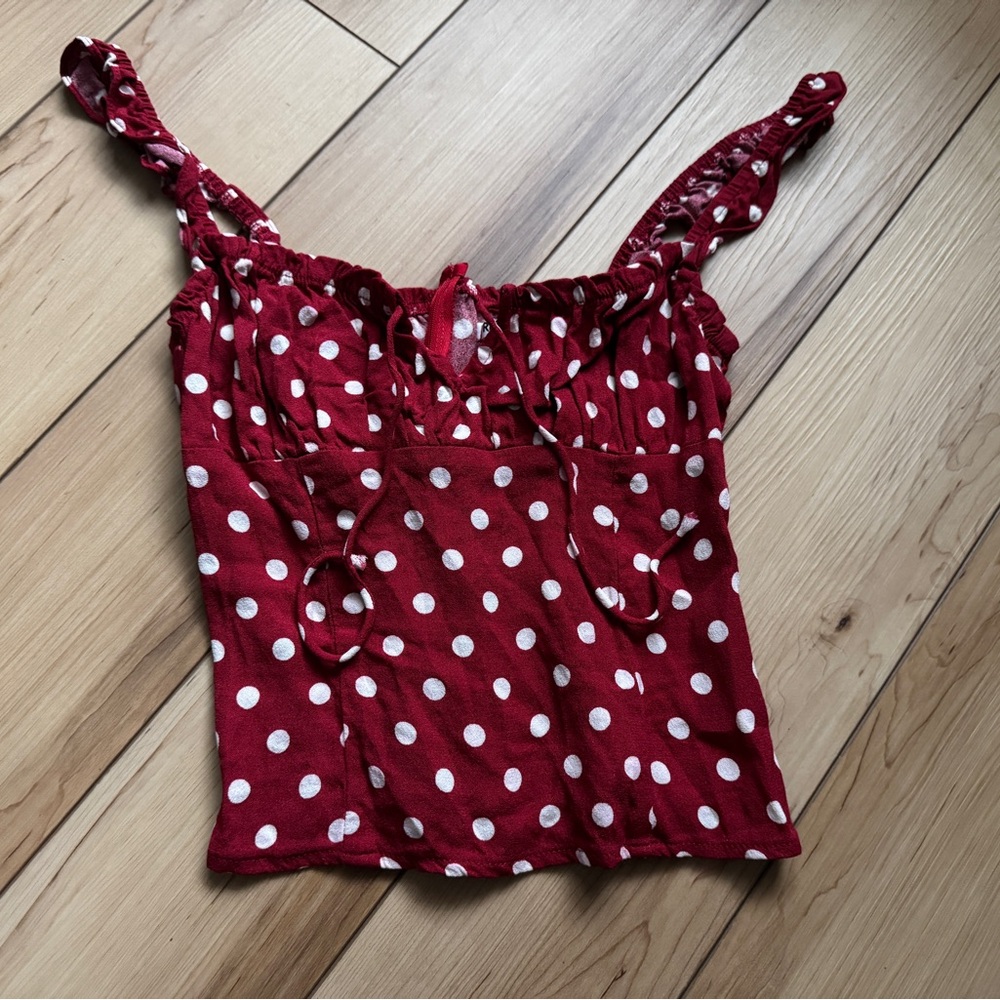 Red Polka Dot Sleeveless Top